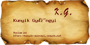 Kunyik Gyöngyi névjegykártya